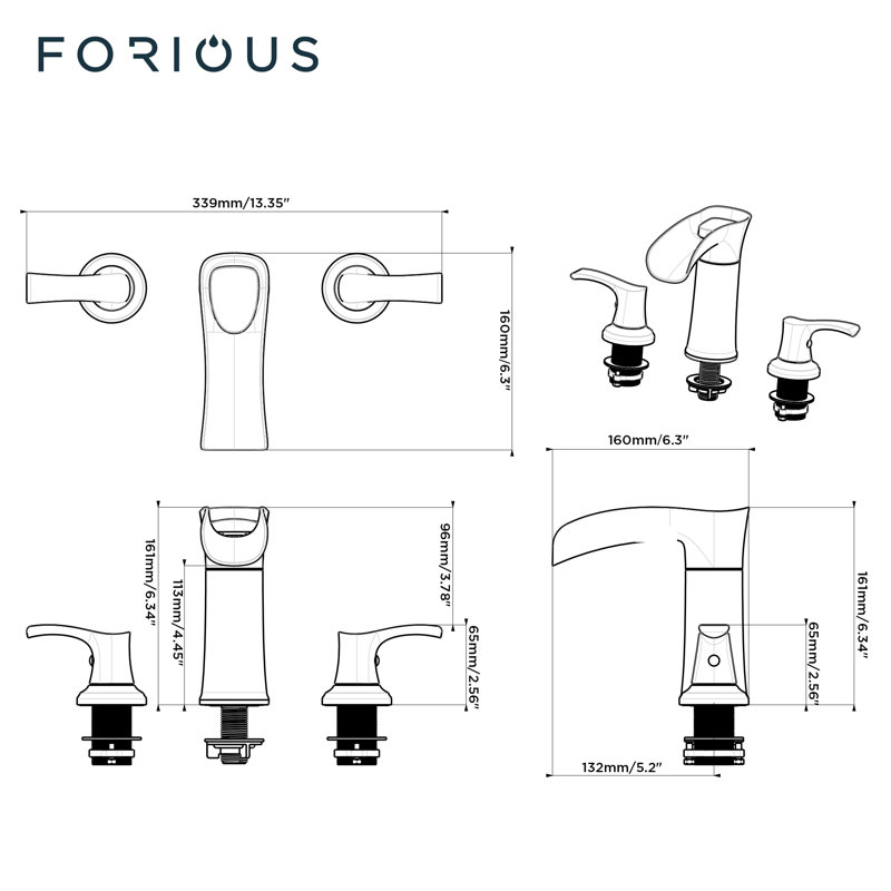 FORIOUS Widespread Faucet 2handle Bathroom Faucet & Reviews Wayfair
